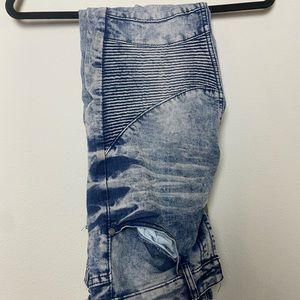 Acid wash ribbed jeans